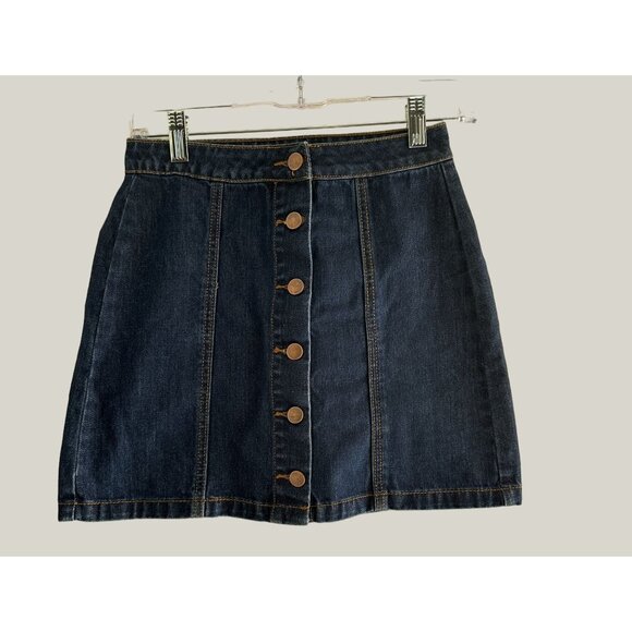 Forever 21 Women's Denim Button-Front Mini Skirt Size S Sku 3189 - Picture 3 of 5